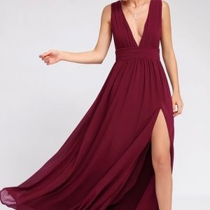 Lulu’s Heavenly Hues Burgundy Maxi Dress